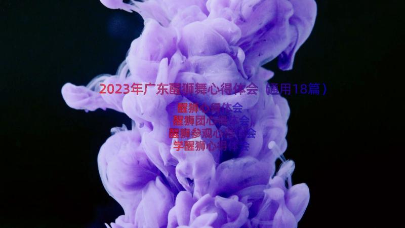 2023年广东醒狮舞心得体会（通用18篇）