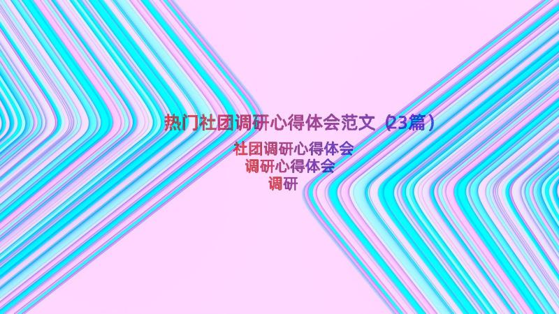 热门社团调研心得体会范文（23篇）