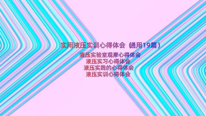 实用液压实训心得体会（通用19篇）