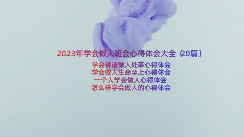 2023年学会做人班会心得体会大全（20篇）