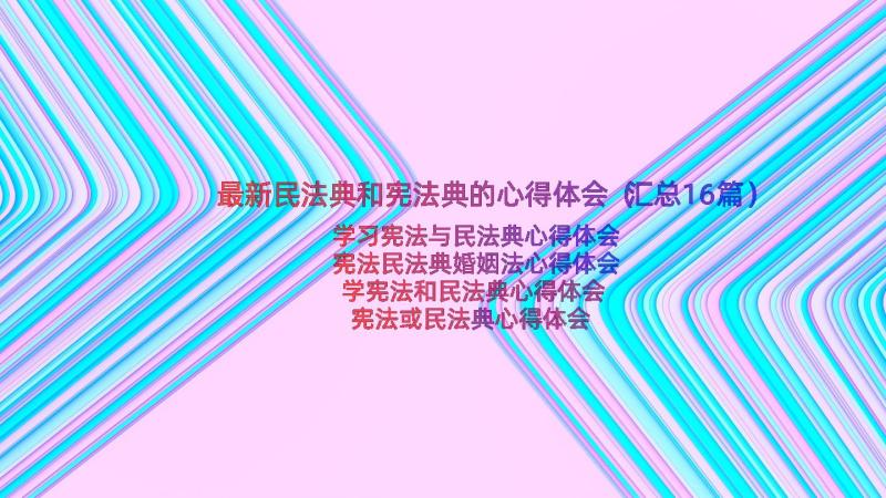 最新民法典和宪法典的心得体会（汇总16篇）