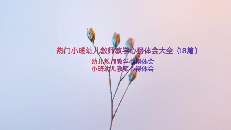 热门小班幼儿教师教学心得体会大全（18篇）