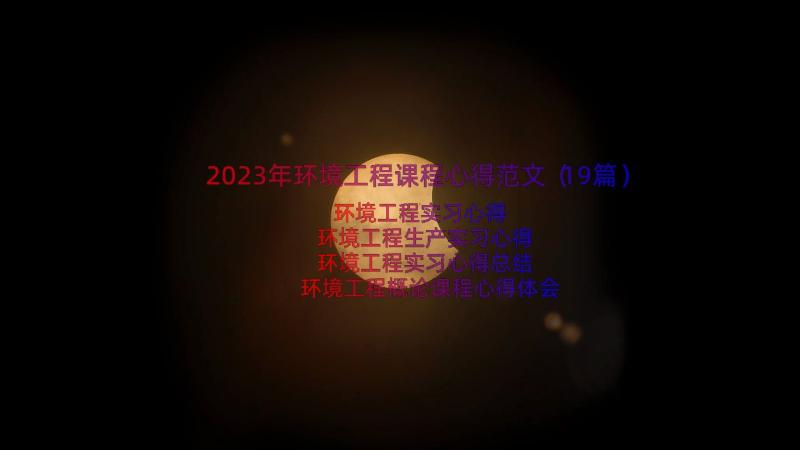 2023年环境工程课程心得范文（19篇）