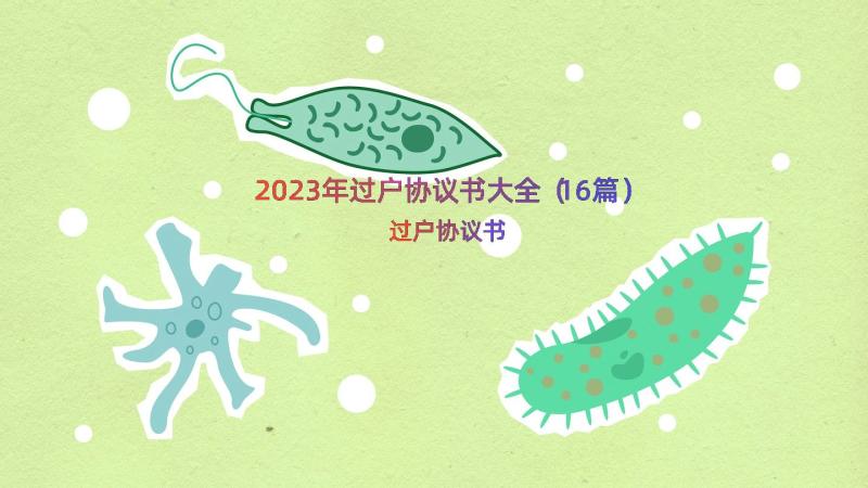 2023年过户协议书大全（16篇）