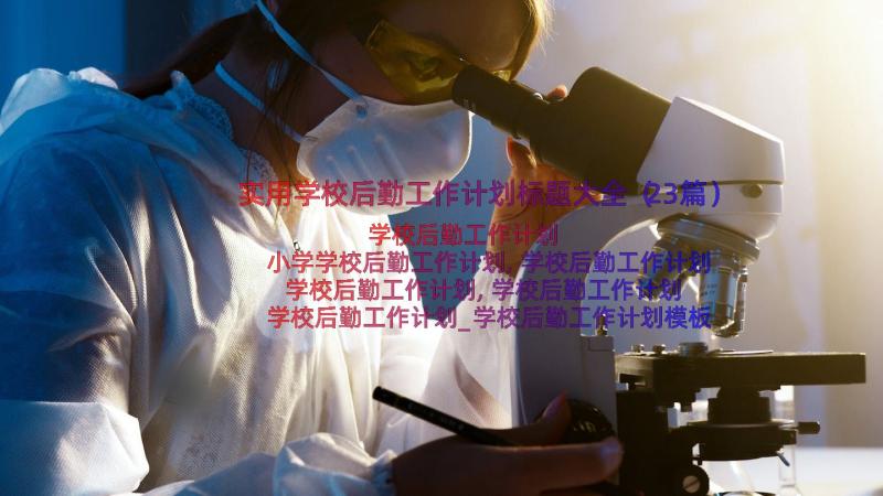 实用学校后勤工作计划标题大全（23篇）