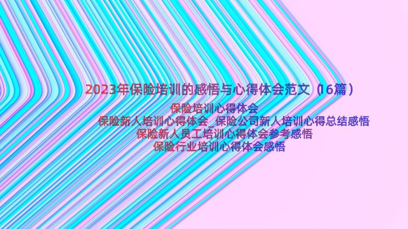 2023年保险培训的感悟与心得体会范文（16篇）