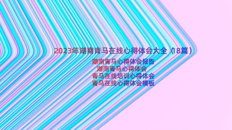 2023年湖南青马在线心得体会大全（18篇）