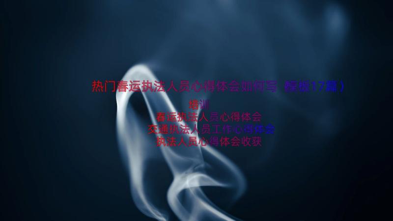 热门春运执法人员心得体会如何写（模板17篇）