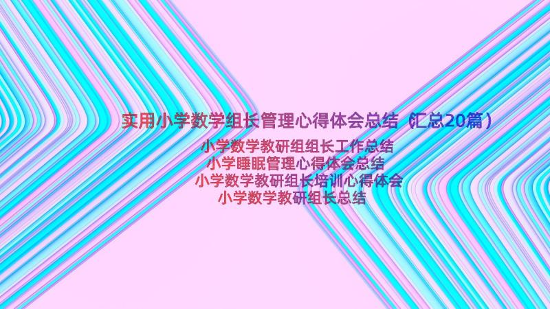 实用小学数学组长管理心得体会总结（汇总20篇）