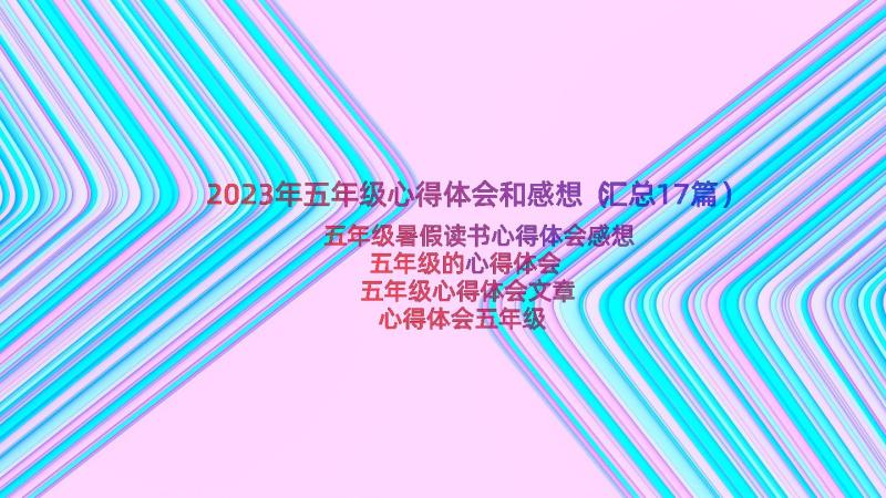 2023年五年级心得体会和感想（汇总17篇）