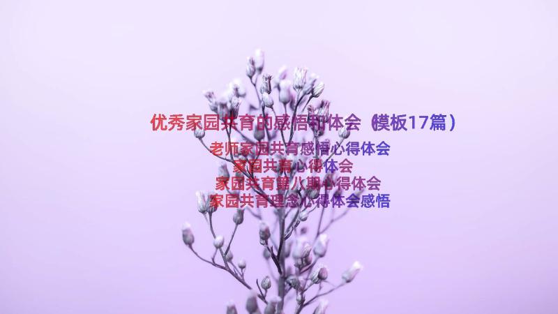 优秀家园共育的感悟和体会（模板17篇）