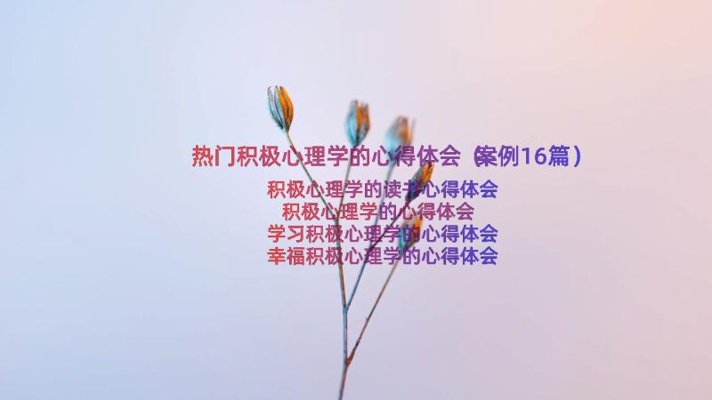 热门积极心理学的心得体会（案例16篇）