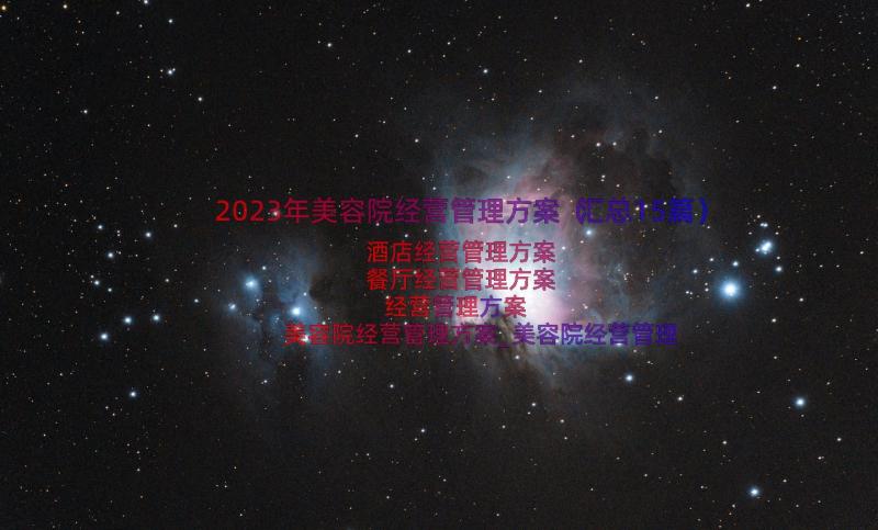 2023年美容院经营管理方案（汇总15篇）