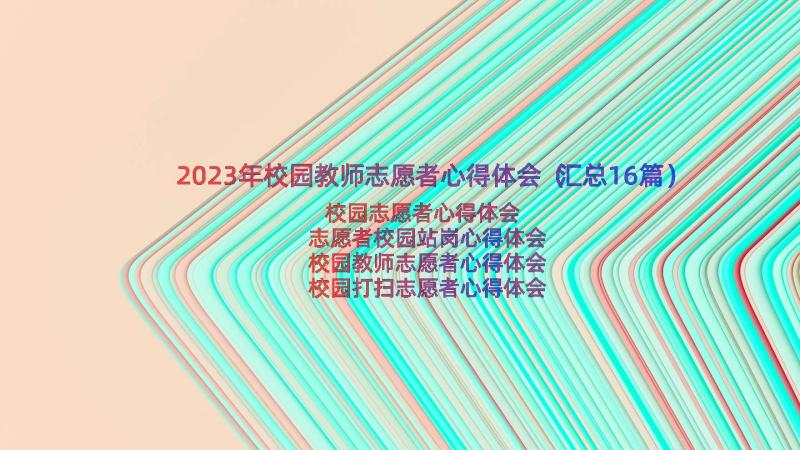 2023年校园教师志愿者心得体会（汇总16篇）