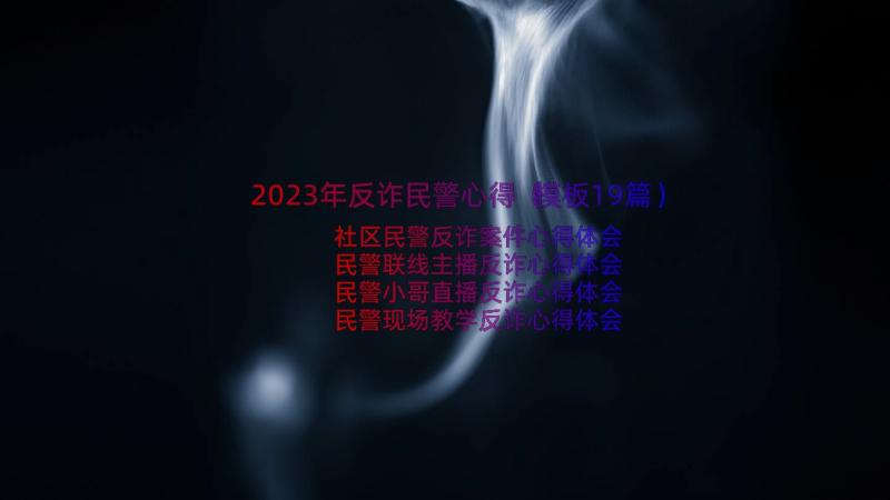 2023年反诈民警心得（模板19篇）