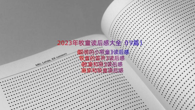 2023年牧童读后感大全（19篇）