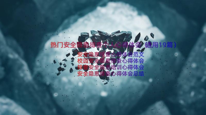 热门安全隐患排查个人心得体会（通用19篇）