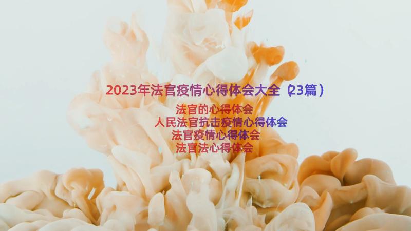 2023年法官疫情心得体会大全（23篇）