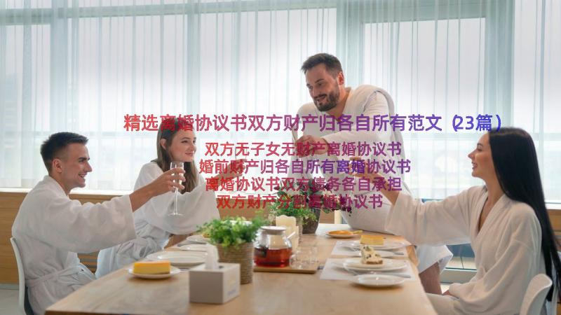 精选离婚协议书双方财产归各自所有范文（23篇）