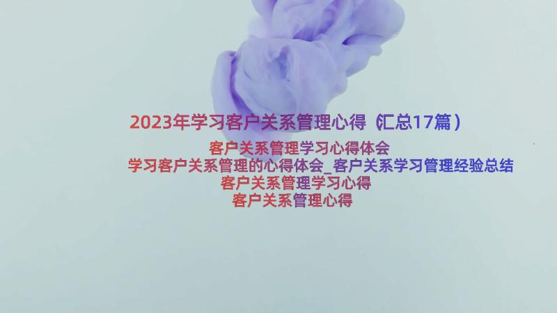 2023年学习客户关系管理心得（汇总17篇）