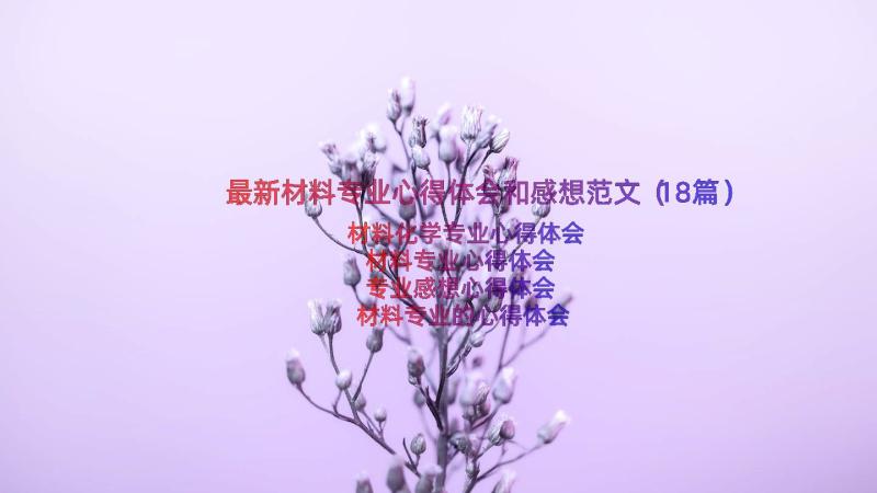 最新材料专业心得体会和感想范文（18篇）