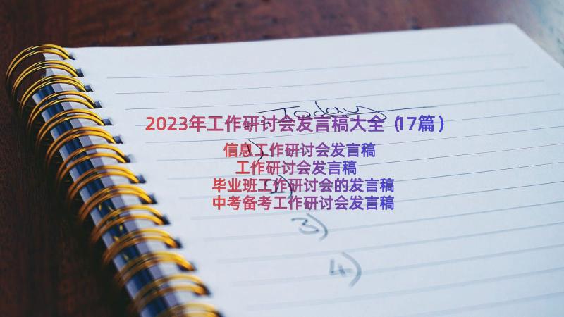 2023年工作研讨会发言稿大全（17篇）