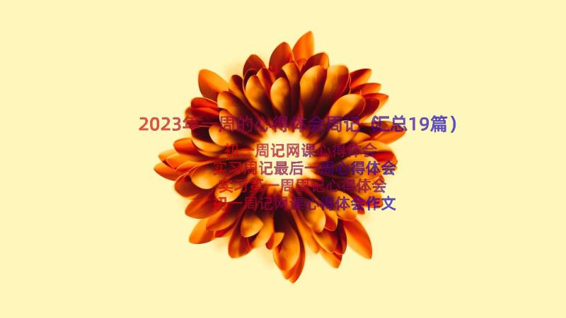 2023年一周的心得体会周记（汇总19篇）