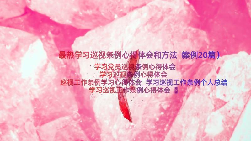 最热学习巡视条例心得体会和方法（案例20篇）