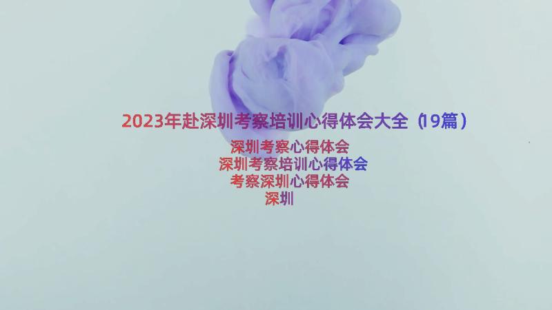2023年赴深圳考察培训心得体会大全（19篇）