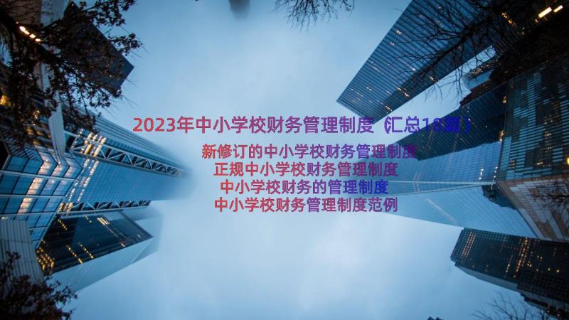 2023年中小学校财务管理制度（汇总18篇）