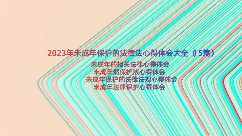 2023年未成年保护的法律法心得体会大全（15篇）