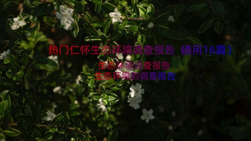 热门仁怀生态环境调查报告（通用16篇）