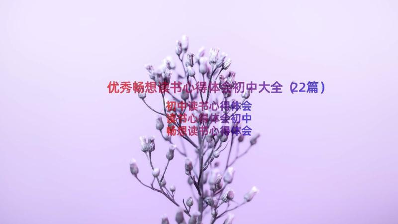 优秀畅想读书心得体会初中大全（22篇）