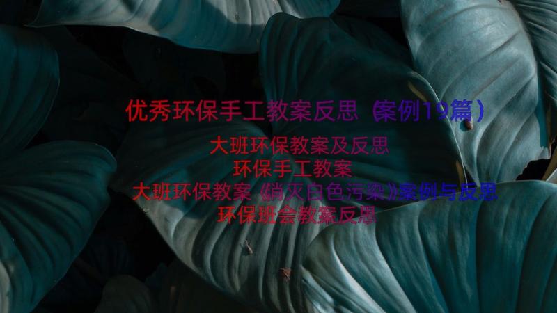 优秀环保手工教案反思（案例19篇）