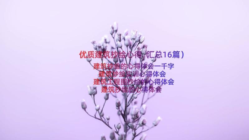 优质建筑抄绘心得（汇总16篇）