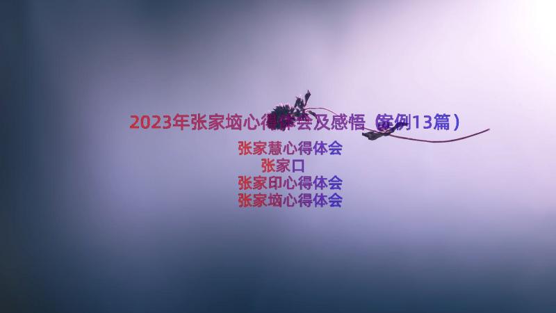 2023年张家垴心得体会及感悟（案例13篇）