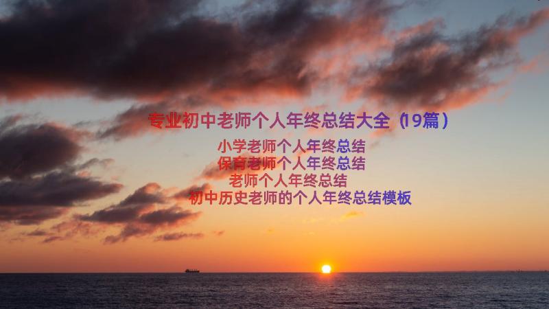 专业初中老师个人年终总结大全（19篇）