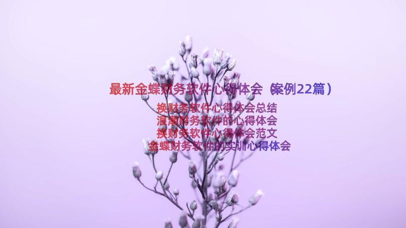 最新金蝶财务软件心得体会（案例22篇）