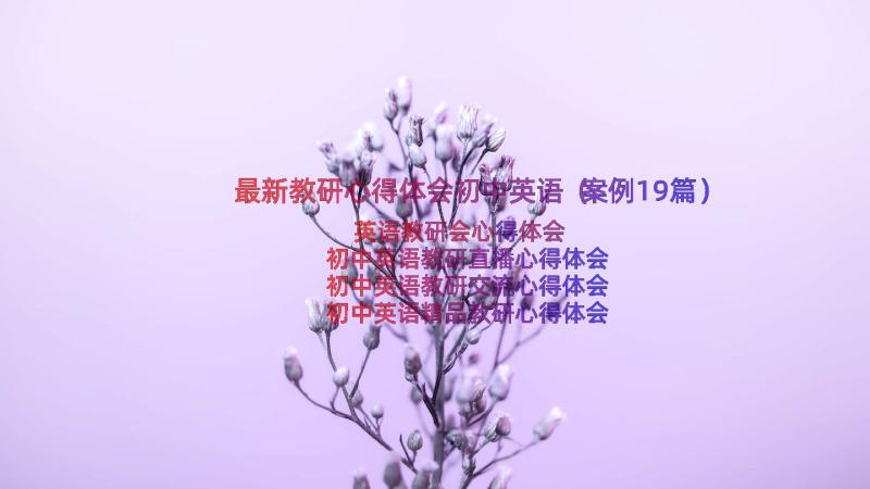 最新教研心得体会初中英语（案例19篇）