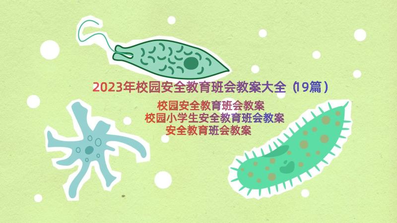 2023年校园安全教育班会教案大全（19篇）