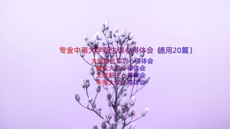 专业中南大学新生课心得体会（通用20篇）