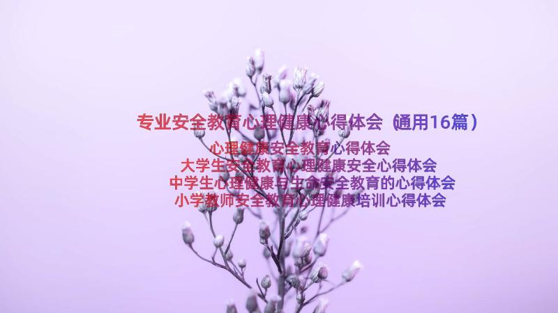 专业安全教育心理健康心得体会（通用16篇）