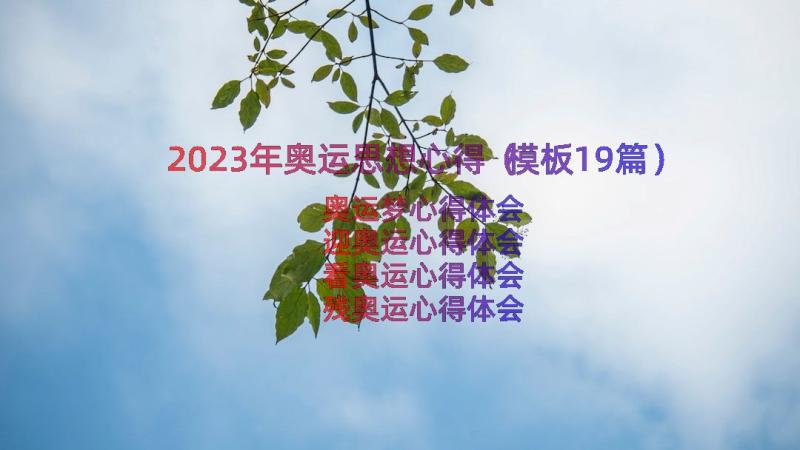 2023年奥运思想心得（模板19篇）