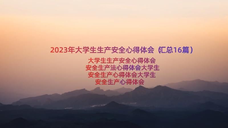 2023年大学生生产安全心得体会（汇总16篇）