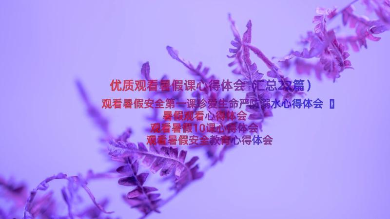 优质观看暑假课心得体会（汇总22篇）