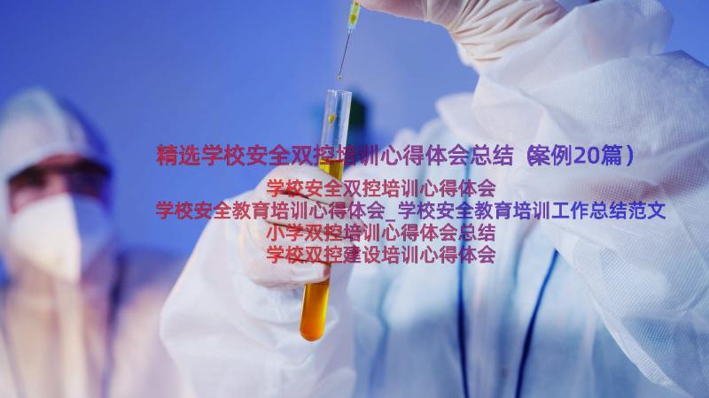 精选学校安全双控培训心得体会总结（案例20篇）