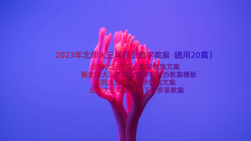 2023年北师大三年级上数学教案（通用20篇）