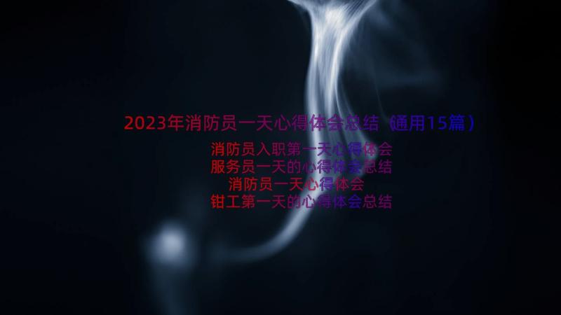 2023年消防员一天心得体会总结（通用15篇）