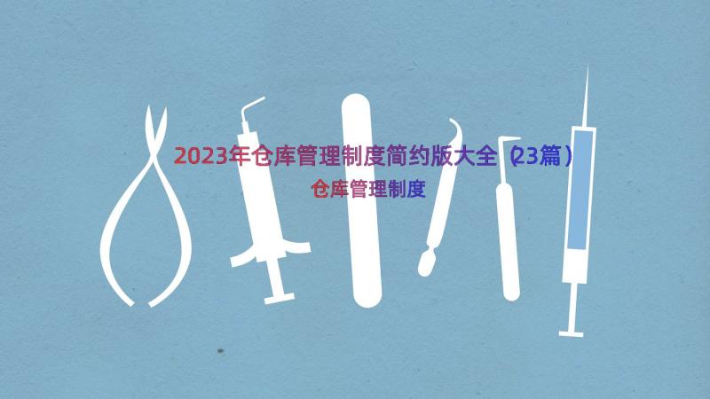 2023年仓库管理制度简约版大全（23篇）