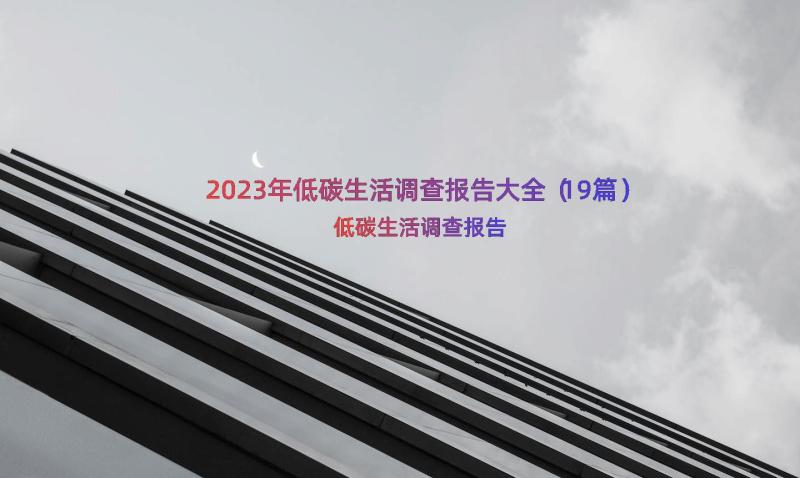 2023年低碳生活调查报告大全（19篇）